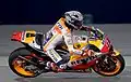 Marc Márquez riding his Repsol Honda RC213V at the 2017 Qatar Grand Prix.