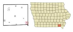 Location of Farmington, Iowa
