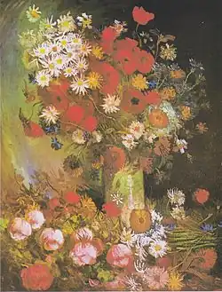 Vase with cornflowers and poppies, peonies and chrysanthemums, 1886, Kröller-Müller Museum, Otterlo (F278)