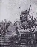 Windmill on Montmartre (b/w copy) 1886 Destroyed by fire in 1967 (F271)
