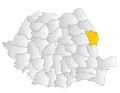 Map of Romania highlighting Vaslui County