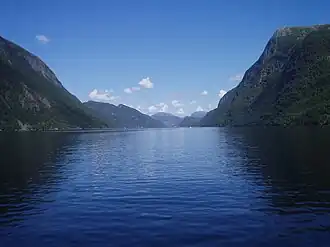 View of the Veafjorden with Osterøy to the left