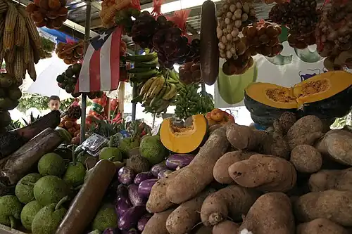 Vegetable and fruit stand at Fiesta Acabe del Café in Maricao in 2014