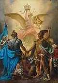 Victoria holding the Imperial Crown in a painting by Anton von Werner