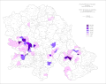 Share of Slovaks in Vojvodina by settlements, 2002