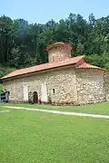 A brick building