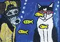 Dog and Cat Underwater