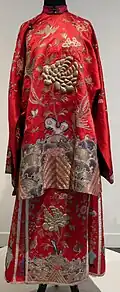 Woman's wedding costume from China, an aoqun. c. 1900.