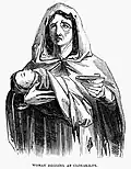 contemporary drawing of a Irish woman in 1849