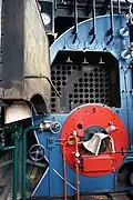 Detail of the boiler with round smoke channels