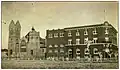 Knox Presbyterian Church and YMCA circa 1912 prior to destruction of both in the 1912 "Cyclone"