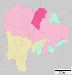 Location of Yamanashi in Yamanashi Prefecture