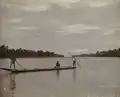 A boat crossing the Opak River.