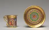 Sèvres cabinet cup and saucer, decorated with Gothic Revival ornament; 1827; porcelain; overall: 8.2 x 10&nbsp;cm