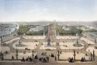 The Champs-Élysées seen in a bird's-eye view of Paris, c. 1870.