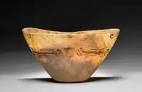 Carved travertine vessel with an incised pattern, 12th–3rd century&nbsp;BC