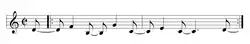 Changüí offbeat guajeo written in cut-time. ()